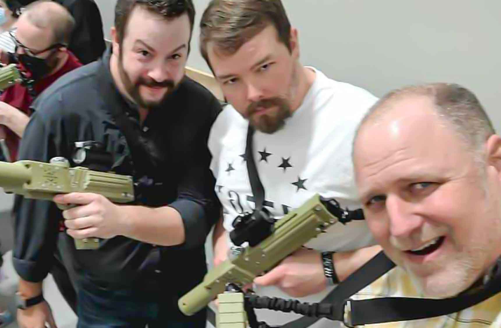 Corporate team playing tactical laser tag at BGR Event Center